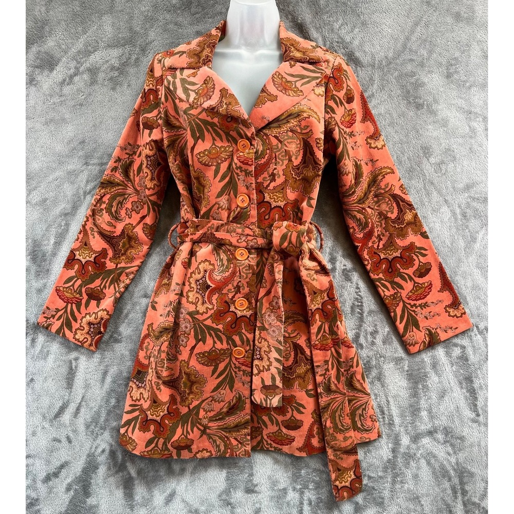 Just In Time USA Corduroy Jacket Womens Large Pink Floral Y2K Vintage